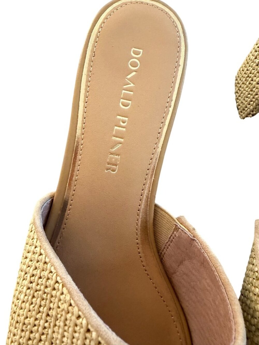 Donald J. Pliner Womens Naia Sandals Size 9.5 Tan Raffia Saddle Slip On Casual - Picture 10 of 11